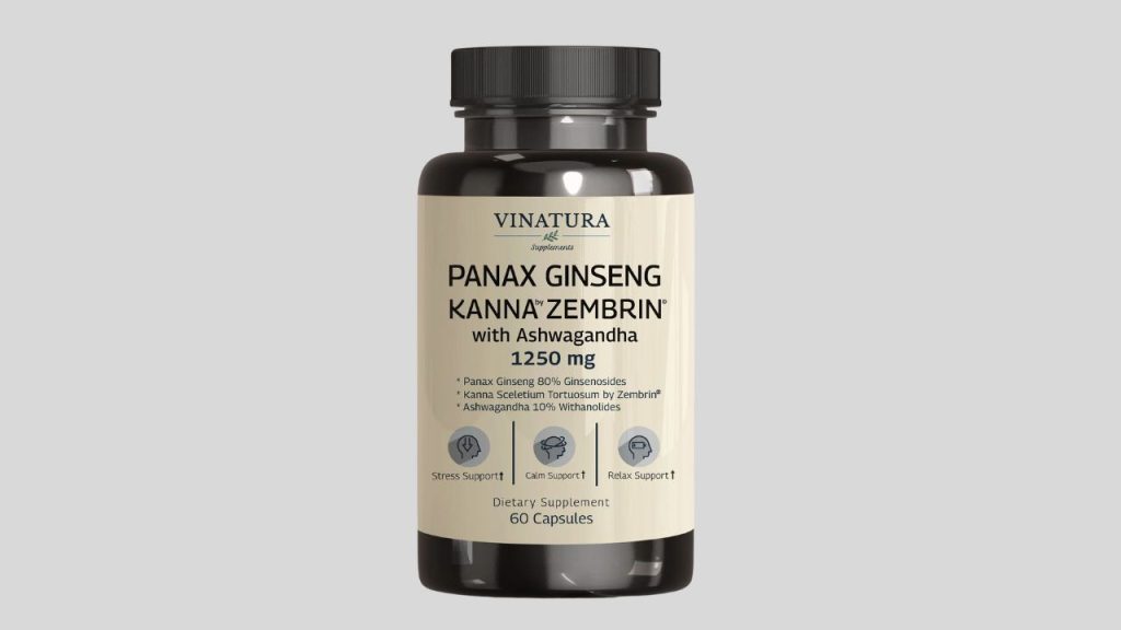 VINATURA Ashwagandha Korean Ginseng Kanna Zembrin 1250mg